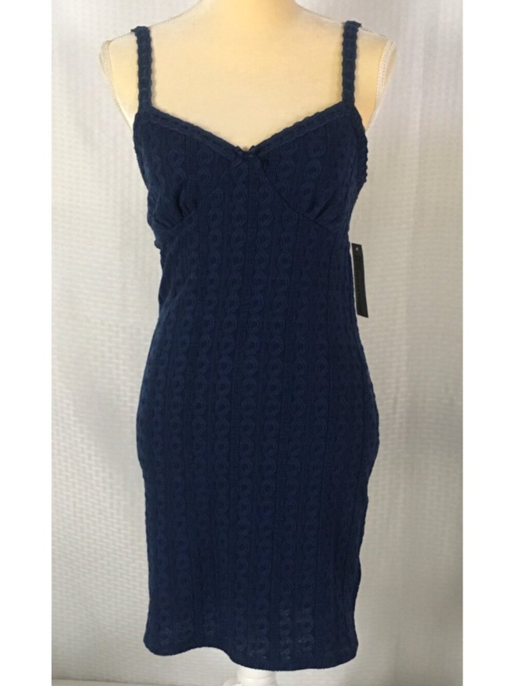 No Boundaries Dress Size S 4 - 6 Navy Blue Lace Trim Sleeveless Lined V neck New